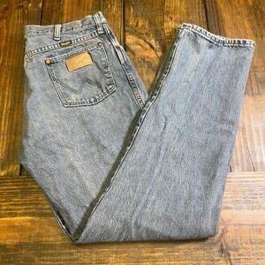 Wrangler Mens Straight Leg Jeans Medium Wash Blue Denim‎ 5-Pocket Size 34x30 vtg